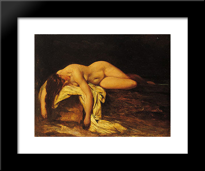 Nude Woman Asleep 20x24 Black Modern Wood Framed Art Print Poster by Etty, William