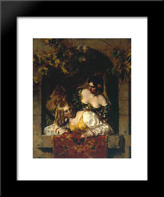 Window In Venice, During A Fiesta 20x24 Black Modern Wood Framed Art Print Poster by Etty, William