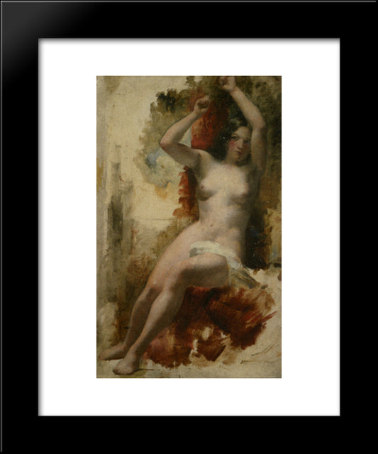 Study Of A Seated Nude 20x24 Black Modern Wood Framed Art Print Poster by Etty, William