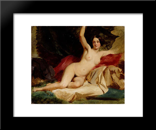 Female Nude In A Landscape 20x24 Black Modern Wood Framed Art Print Poster by Etty, William
