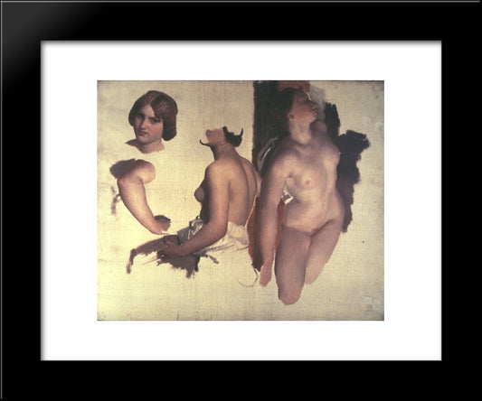 Dance Of The Bacchantes (Study) 20x24 Black Modern Wood Framed Art Print Poster by Gleyre, Charles