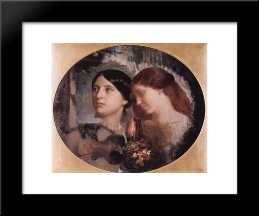 Two Women With A Bouquet Of Flowers 20x24 Black Modern Wood Framed Art Print Poster by Gleyre, Charles