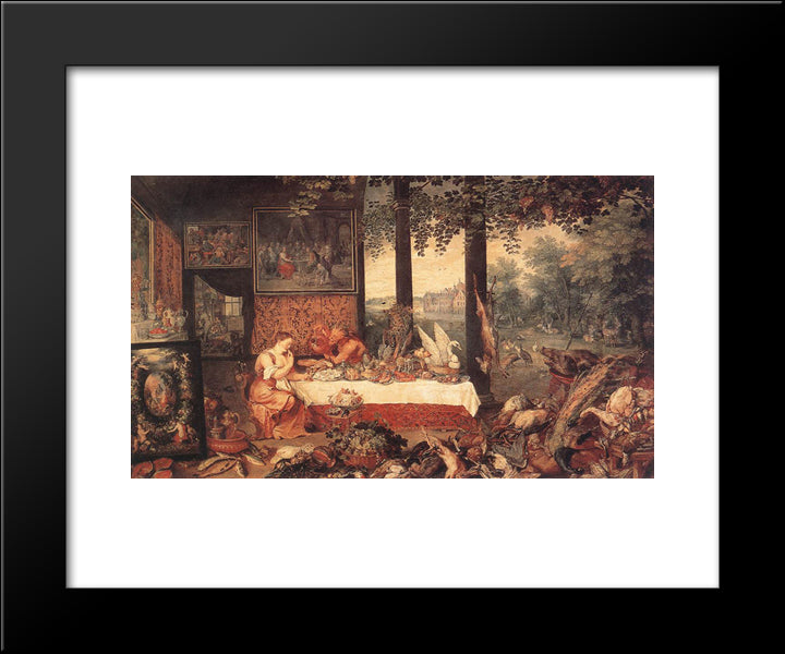 The Sense Of Taste 20x24 Black Modern Wood Framed Art Print Poster by Brueghel, Jan the Elder