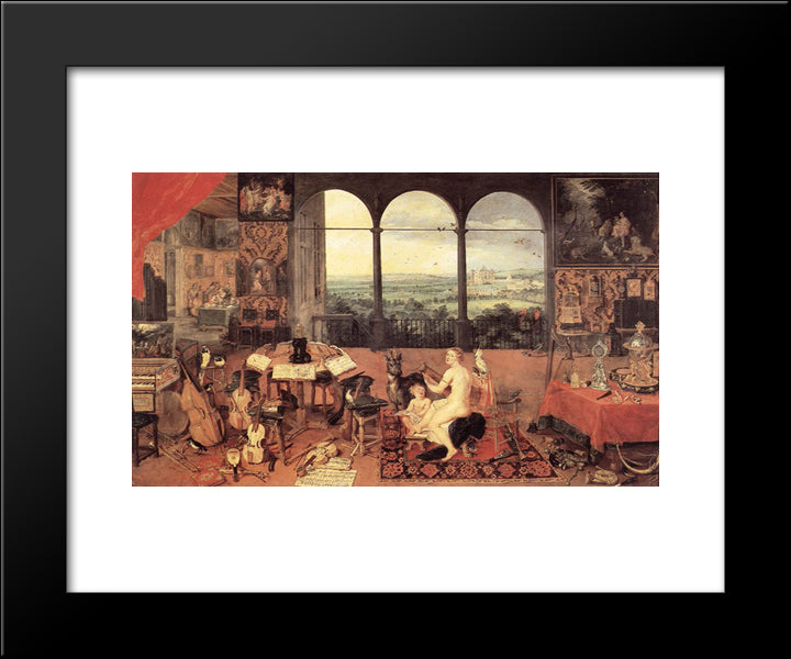 The Sense Of Hearing 20x24 Black Modern Wood Framed Art Print Poster by Brueghel, Jan the Elder