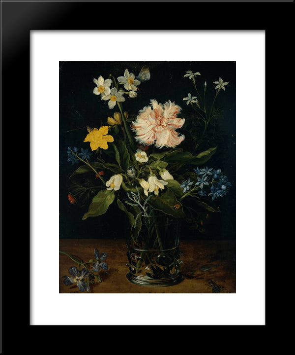 Still Life With Flowers In A Glass 20x24 Black Modern Wood Framed Art Print Poster by Brueghel, Jan the Elder