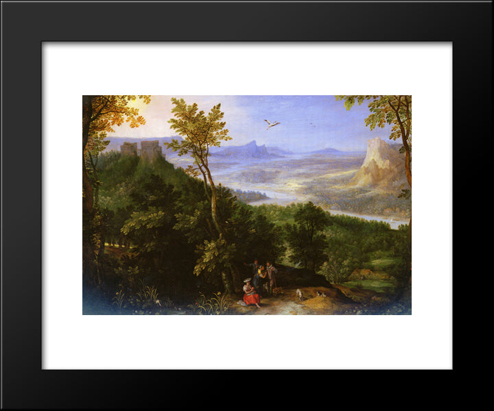 An Extensive Landscape With Figures On A Wooded Path 20x24 Black Modern Wood Framed Art Print Poster by Brueghel, Jan the Elder