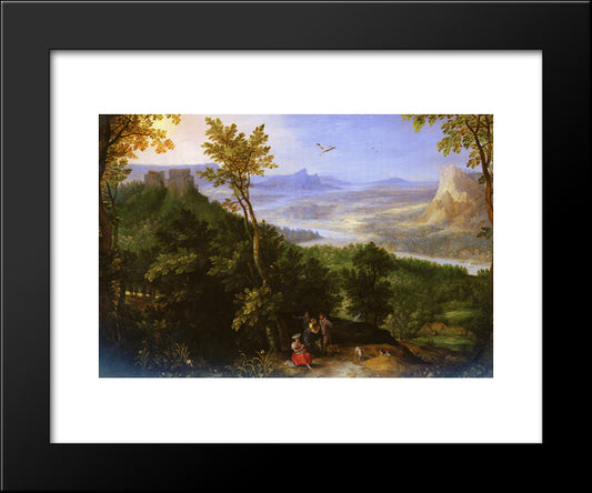 An Extensive Landscape With Figures On A Wooded Path 20x24 Black Modern Wood Framed Art Print Poster by Brueghel, Jan the Elder