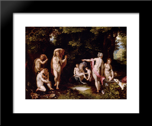 Diana And Actaeon 20x24 Black Modern Wood Framed Art Print Poster by Brueghel, Jan the Elder