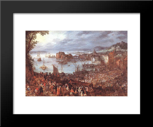 Great Fish'Market 20x24 Black Modern Wood Framed Art Print Poster by Brueghel, Jan the Elder