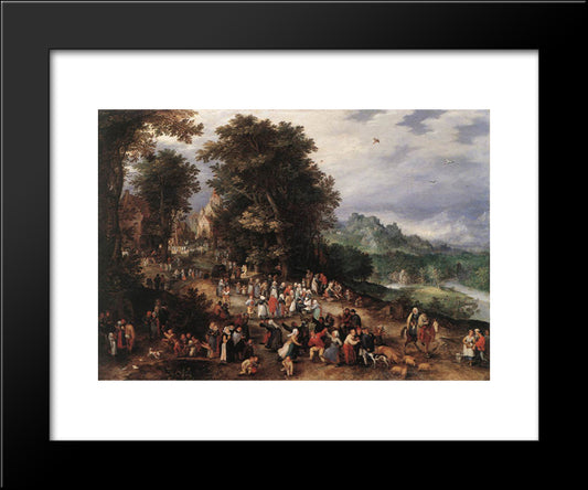 A Flemish Fair 20x24 Black Modern Wood Framed Art Print Poster by Brueghel, Jan the Elder