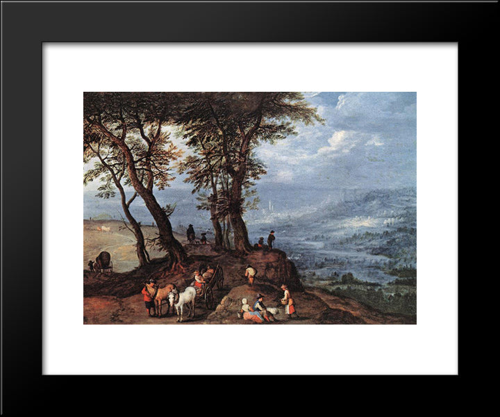 Going To The Market 20x24 Black Modern Wood Framed Art Print Poster by Brueghel, Jan the Elder