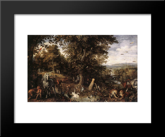 Garden Of Eden 20x24 Black Modern Wood Framed Art Print Poster by Brueghel, Jan the Elder