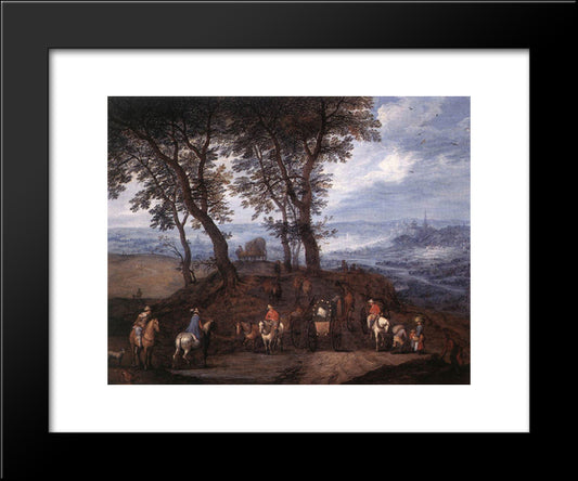 Travellers On The Way 20x24 Black Modern Wood Framed Art Print Poster by Brueghel, Jan the Elder