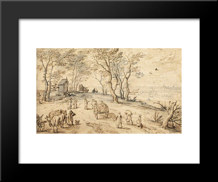 Villagers On Their Way To Market 20x24 Black Modern Wood Framed Art Print Poster by Brueghel, Jan the Elder