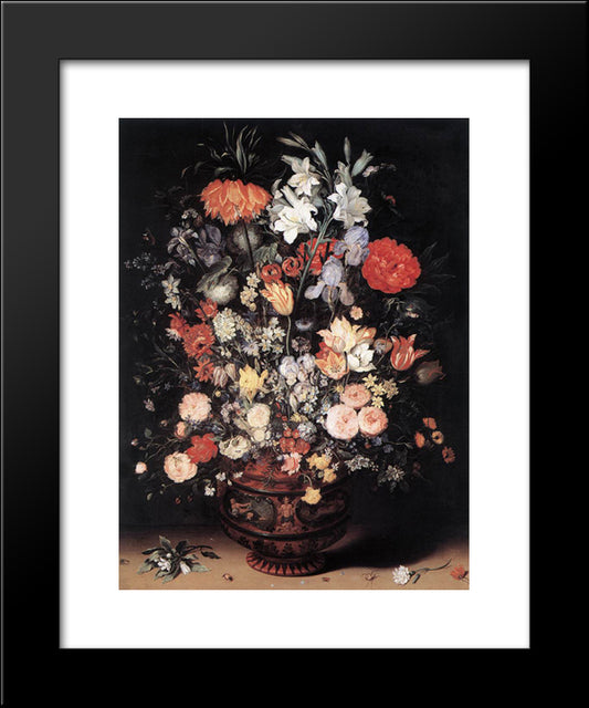 Flowers In A Vase 20x24 Black Modern Wood Framed Art Print Poster by Brueghel, Jan the Elder