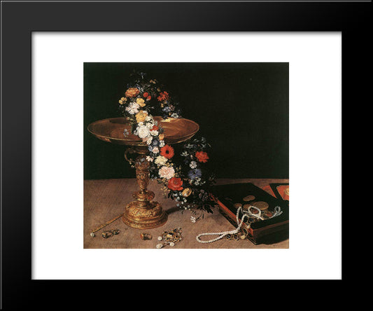 Still'Life With Garland Of Flowers And Golden Tazza 20x24 Black Modern Wood Framed Art Print Poster by Brueghel, Jan the Elder