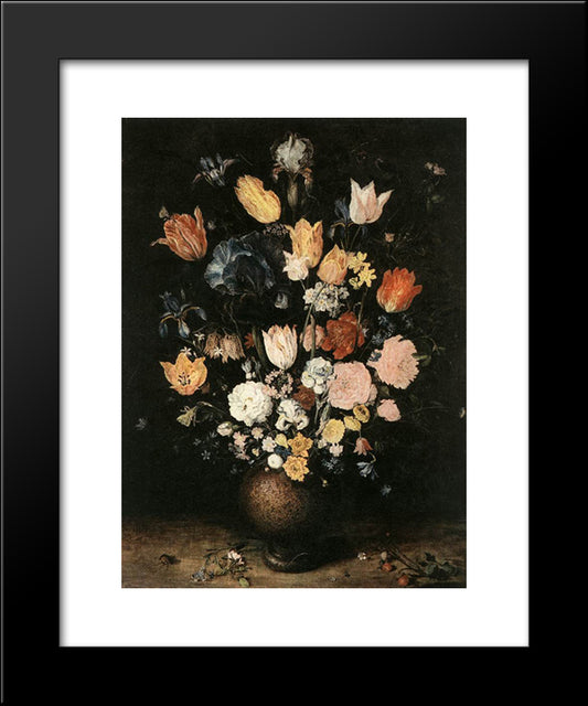 Bouquet Of Flowers 20x24 Black Modern Wood Framed Art Print Poster by Brueghel, Jan the Elder