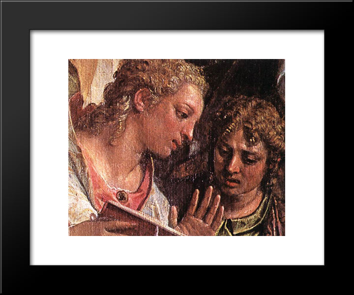 The Marriage Of St Catherine [Detail: 1] 20x24 Black Modern Wood Framed Art Print Poster by Veronese, Paolo