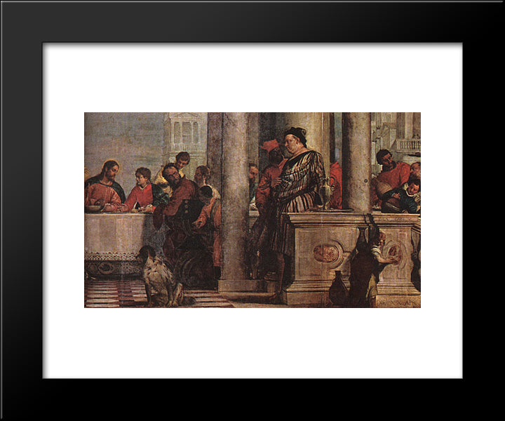 Feast In The House Of Levi [Detail: 1] 20x24 Black Modern Wood Framed Art Print Poster by Veronese, Paolo