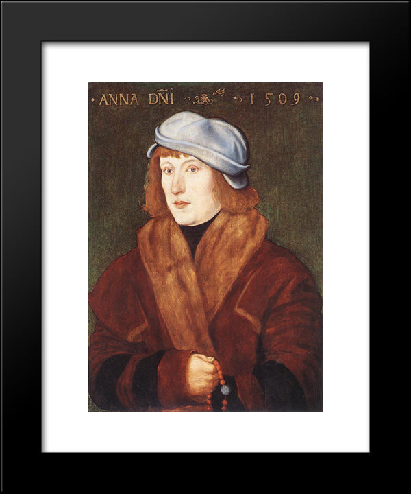 Portrait Of A Young Man With A Rosary 20x24 Black Modern Wood Framed Art Print Poster by Baldung, Hans