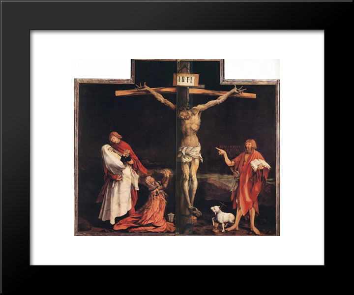 The Crucifixion 20x24 Black Modern Wood Framed Art Print Poster by Grunewald, Matthias