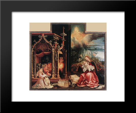 Concert Of Angels And Nativity 20x24 Black Modern Wood Framed Art Print Poster by Grunewald, Matthias