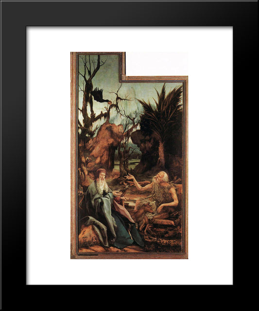 Saints Paul And Antony In The Desert 20x24 Black Modern Wood Framed Art Print Poster by Grunewald, Matthias