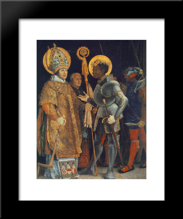 Meeting Of St. Erasmus And St. Maurice 20x24 Black Modern Wood Framed Art Print Poster by Grunewald, Matthias