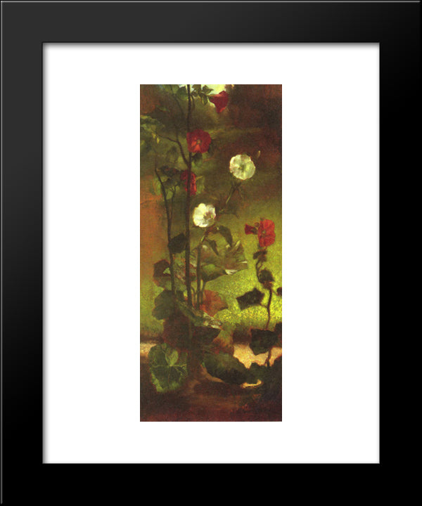 Hollyhocks 20x24 Black Modern Wood Framed Art Print Poster by LaFarge, John