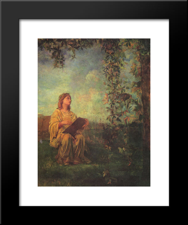 Decorative Panel, Seated Figure In Yellow 20x24 Black Modern Wood Framed Art Print Poster by LaFarge, John