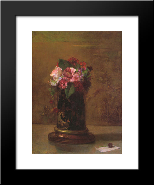 Flowers In A Japanese Vase 20x24 Black Modern Wood Framed Art Print Poster by LaFarge, John