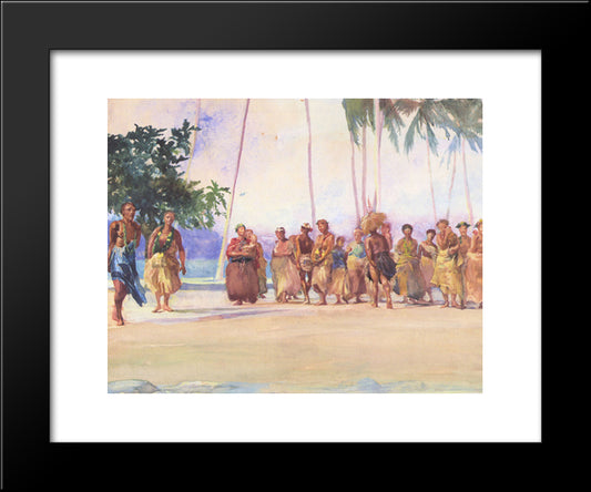 Fagaloa Bay, Samoa ' The Taupo, Faase, Marshalling The Woman Who Bring Presents Of Food 20x24 Black Modern Wood Framed Art Print Poster by LaFarge, John