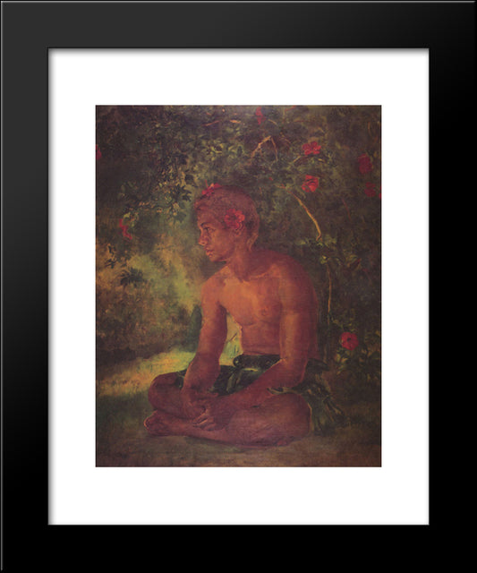 Maua, A Samoan 20x24 Black Modern Wood Framed Art Print Poster by LaFarge, John