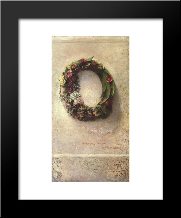 Wreath Of Flowers 20x24 Black Modern Wood Framed Art Print Poster by LaFarge, John