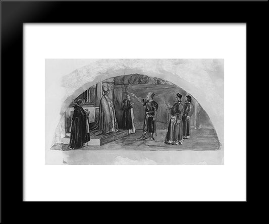 The Adjustment Of Conflicting Interests: Count Raymond Of Toulouse Swears At The Altar To Observe The Liberties Of The City 20x24 Black Modern Wood Framed Art Print Poster by LaFarge, John