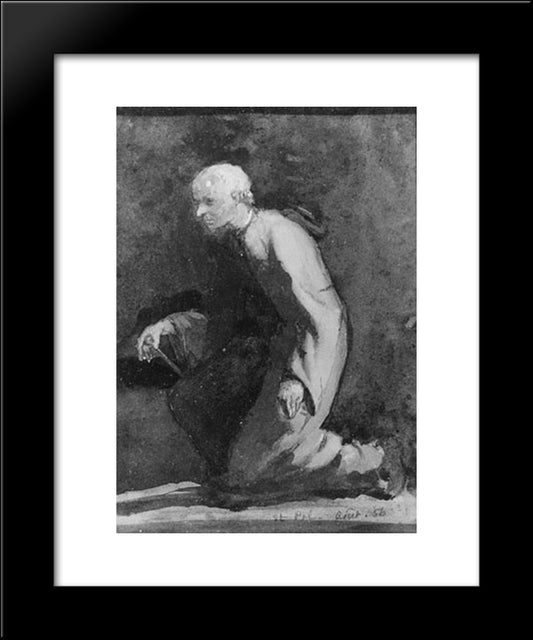 A Brittany Beadle''Sketch From Nature 20x24 Black Modern Wood Framed Art Print Poster by LaFarge, John