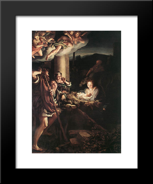 Nativity (Holy Night) 20x24 Black Modern Wood Framed Art Print Poster by Correggio