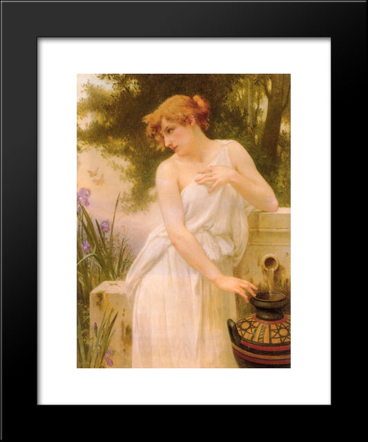 Beauty At The Well 20x24 Black Modern Wood Framed Art Print Poster by Seignac, Guillaume