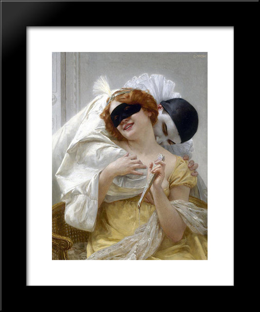 Pierrot'S Embrace 20x24 Black Modern Wood Framed Art Print Poster by Seignac, Guillaume