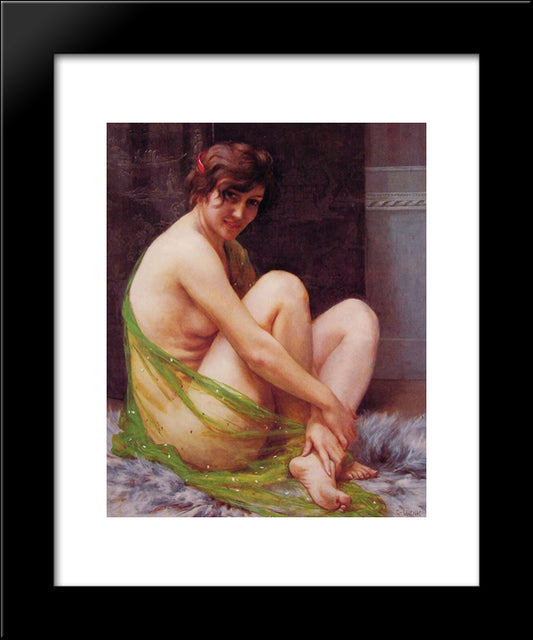 La Paresseuse 20x24 Black Modern Wood Framed Art Print Poster by Seignac, Guillaume