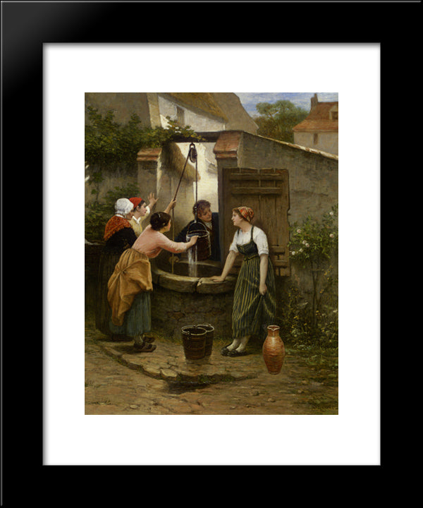 By The Well 20x24 Black Modern Wood Framed Art Print Poster by Seignac, Guillaume