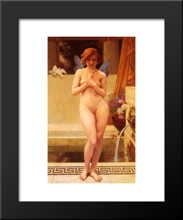 Nymph At The Fountain 20x24 Black Modern Wood Framed Art Print Poster by Seignac, Guillaume