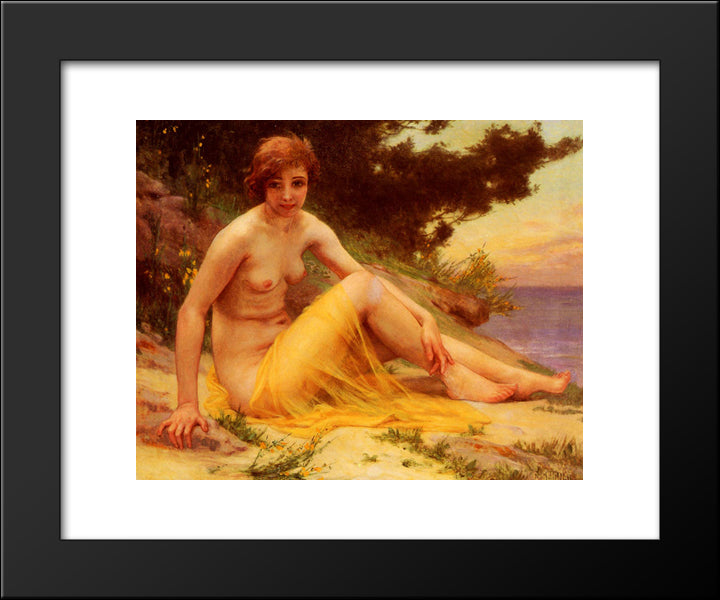 Nude On The Beach 20x24 Black Modern Wood Framed Art Print Poster by Seignac, Guillaume