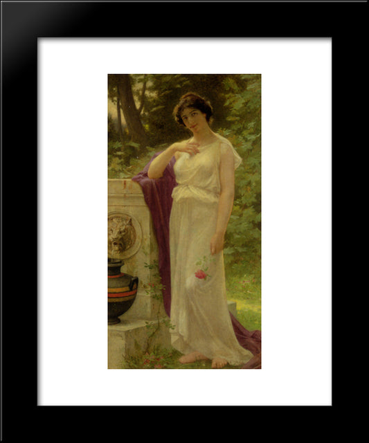 Young Woman With A Rose 20x24 Black Modern Wood Framed Art Print Poster by Seignac, Guillaume
