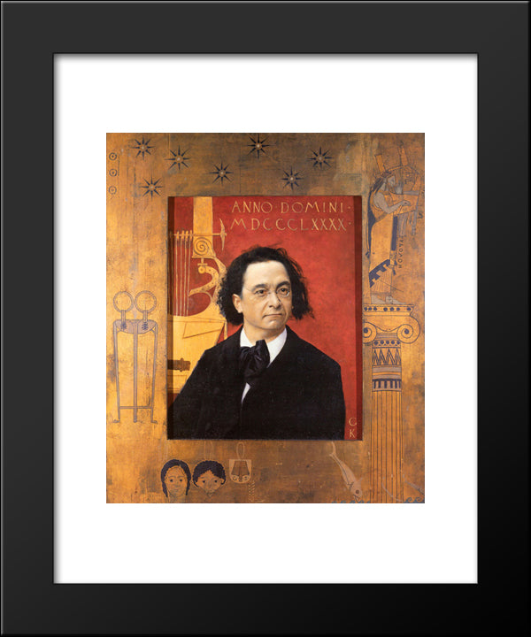 Portrait Of The Pianist And Piano Teacher Joseph Pembauer 20x24 Black Modern Wood Framed Art Print Poster by Klimt, Gustav