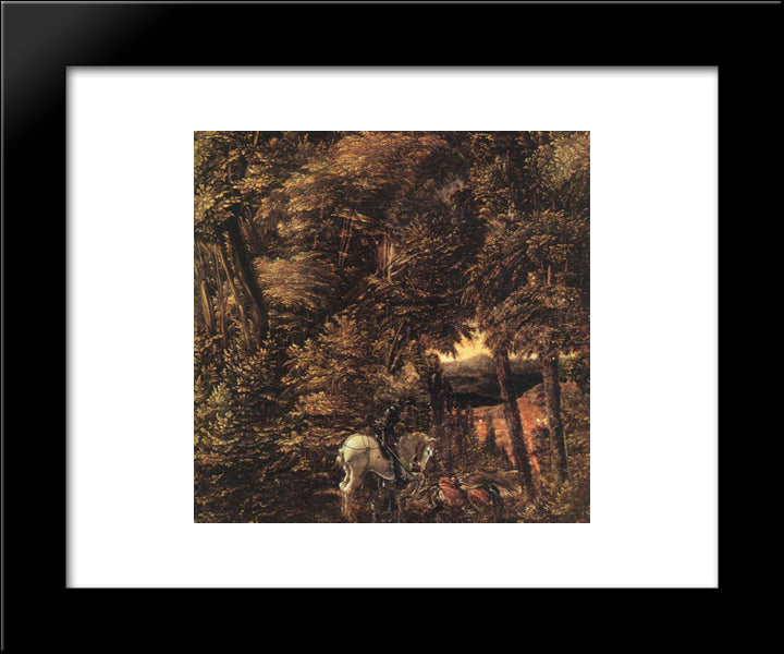 Saint George In The Forest 20x24 Black Modern Wood Framed Art Print Poster by van Alsloot, Denys