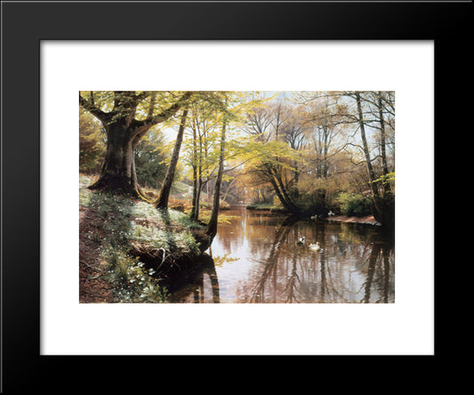 Flodlandskab 20x24 Black Modern Wood Framed Art Print Poster by Monsted, Peder Mork