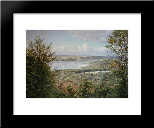 Himmelbjergit, View Over Jul Lake (From H.C. Andersen'S Creek) 20x24 Black Modern Wood Framed Art Print Poster by Monsted, Peder Mork