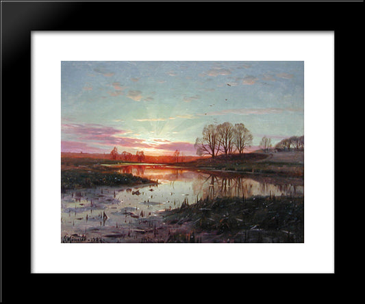 Evening At Naesbyholm 20x24 Black Modern Wood Framed Art Print Poster by Monsted, Peder Mork