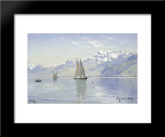 View Of Lake, Vevey 20x24 Black Modern Wood Framed Art Print Poster by Monsted, Peder Mork